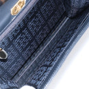 CARTIER Sapphire Line Chain Shoulder Bag Leather Navy Gold Auth 201887A-11
