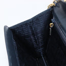 CARTIER Sapphire Line Chain Shoulder Bag Leather Navy Gold Auth 201887A-20