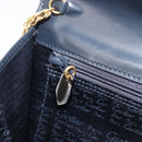 CARTIER Sapphire Line Chain Shoulder Bag Leather Navy Gold Auth 201887A-21
