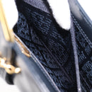 CARTIER Sapphire Line Chain Shoulder Bag Leather Navy Gold Auth 201887A-22