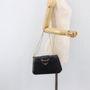 CARTIER Sapphire Line Chain Shoulder Bag Leather Navy Gold Auth 201887A-24
