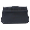 CARTIER Sapphire Line Chain Shoulder Bag Leather Navy Gold Auth 201887A-2