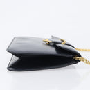 CARTIER Sapphire Line Chain Shoulder Bag Leather Navy Gold Auth 201887A-3