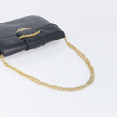 CARTIER Sapphire Line Chain Shoulder Bag Leather Navy Gold Auth 201887A-7