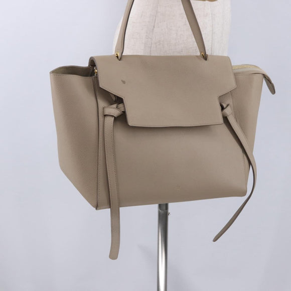 CELINE Belt Bag Hand Bag Leather Beige Gold Auth 201889V