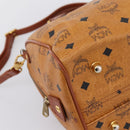 MCM Logogram Vicetos Boston Bag PVC Leather 2way Brown Gold Auth 201891A-13