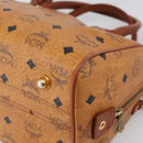 MCM Logogram Vicetos Boston Bag PVC Leather 2way Brown Gold Auth 201891A-14