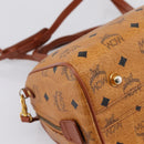 MCM Logogram Vicetos Boston Bag PVC Leather 2way Brown Gold Auth 201891A-15