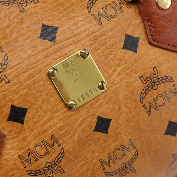 MCM Logogram Vicetos Boston Bag PVC Leather 2way Brown Gold Auth 201891A