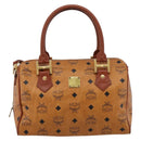 MCM Logogram Vicetos Boston Bag PVC Leather 2way Brown Gold Auth 201891A-2
