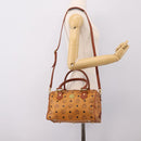 MCM Logogram Vicetos Boston Bag PVC Leather 2way Brown Gold Auth 201891A-24