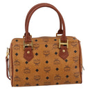 MCM Logogram Vicetos Boston Bag PVC Leather 2way Brown Gold Auth 201891A-3