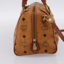 MCM Logogram Vicetos Boston Bag PVC Leather 2way Brown Gold Auth 201891A-4