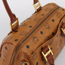 MCM Logogram Vicetos Boston Bag PVC Leather 2way Brown Gold Auth 201891A-6