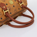 MCM Logogram Vicetos Boston Bag PVC Leather 2way Brown Gold Auth 201891A-7