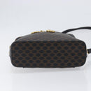 CELINE Circle Macadam Canvas Hand Bag PVC 2way Black Gold Auth 201894-11