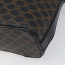 CELINE Circle Macadam Canvas Hand Bag PVC 2way Black Gold Auth 201894-12