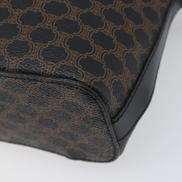 CELINE Circle Macadam Canvas Hand Bag PVC 2way Black Gold Auth 201894
