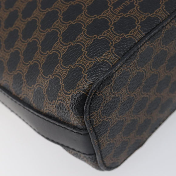 CELINE Circle Macadam Canvas Hand Bag PVC 2way Black Gold Auth 201894
