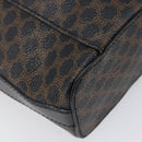 CELINE Circle Macadam Canvas Hand Bag PVC 2way Black Gold Auth 201894-15