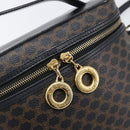 CELINE Circle Macadam Canvas Hand Bag PVC 2way Black Gold Auth 201894-16