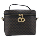 CELINE Circle Macadam Canvas Hand Bag PVC 2way Black Gold Auth 201894-2
