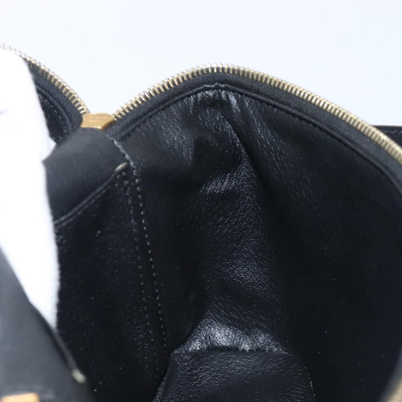 CELINE Circle Macadam Canvas Hand Bag PVC 2way Black Gold Auth 201894
