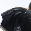 CELINE Circle Macadam Canvas Hand Bag PVC 2way Black Gold Auth 201894-21