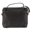 CELINE Circle Macadam Canvas Hand Bag PVC 2way Black Gold Auth 201894-3