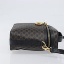 CELINE Circle Macadam Canvas Hand Bag PVC 2way Black Gold Auth 201894-4