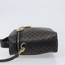 CELINE Circle Macadam Canvas Hand Bag PVC 2way Black Gold Auth 201894-5