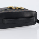CELINE Circle Macadam Canvas Hand Bag PVC 2way Black Gold Auth 201894-7