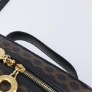 CELINE Circle Macadam Canvas Hand Bag PVC 2way Black Gold Auth 201894-8