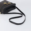 CELINE Circle Macadam Canvas Hand Bag PVC 2way Black Gold Auth 201894-9