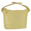 PRADA Hand Pouch Satin Yellow Gold Auth 201895-1