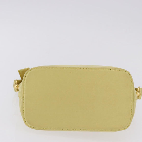PRADA Hand Pouch Satin Yellow Gold Auth 201895