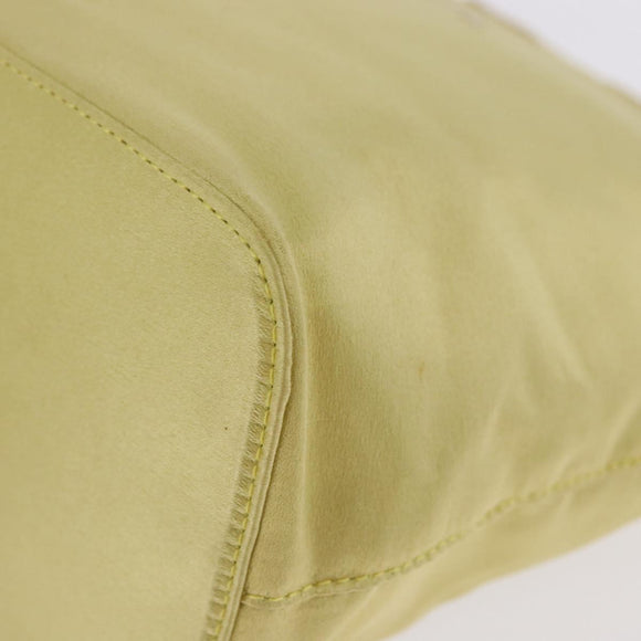 PRADA Hand Pouch Satin Yellow Gold Auth 201895