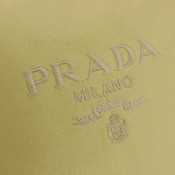 PRADA Hand Pouch Satin Yellow Gold Auth 201895