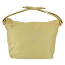 PRADA Hand Pouch Satin Yellow Gold Auth 201895-2