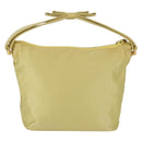 PRADA Hand Pouch Satin Yellow Gold Auth 201895-4