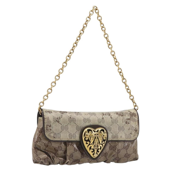 GUCCI GG Crystal Histeria Bag Coated Canvas Beige Gold 208710 Auth 201897