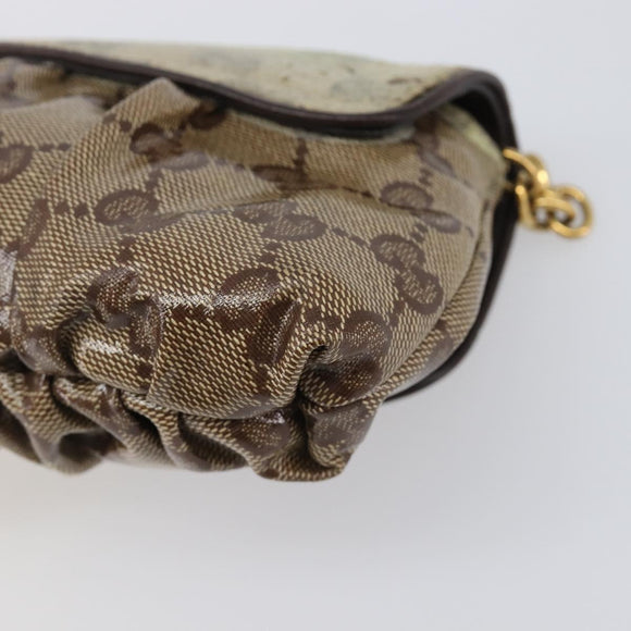GUCCI GG Crystal Histeria Bag Coated Canvas Beige Gold 208710 Auth 201897
