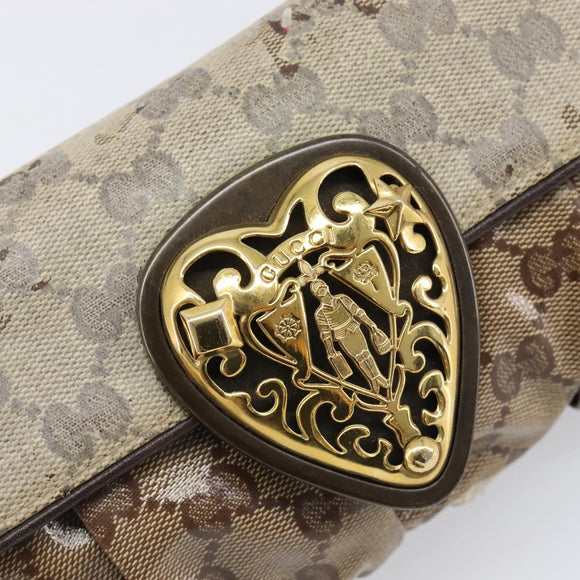 GUCCI GG Crystal Histeria Bag Coated Canvas Beige Gold 208710 Auth 201897