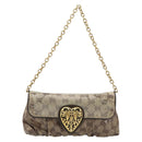 GUCCI GG Crystal Histeria Bag Coated Canvas Beige Gold 208710 Auth 201897-2