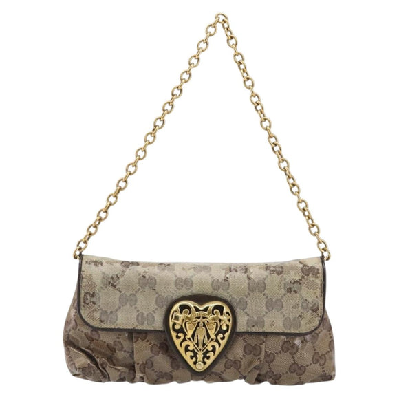 GUCCI GG Crystal Histeria Bag Coated Canvas Beige Gold 208710 Auth 201897