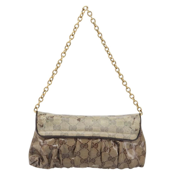 GUCCI GG Crystal Histeria Bag Coated Canvas Beige Gold 208710 Auth 201897