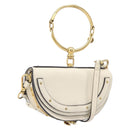 Chloe Nile Minaudière Hand Bag Leather 2way White Gold Auth 201900A-1