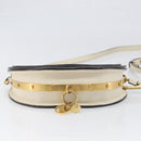 Chloe Nile Minaudière Hand Bag Leather 2way White Gold Auth 201900A-11
