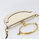 Chloe Nile Minaudière Hand Bag Leather 2way White Gold Auth 201900A-6
