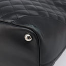 CHANEL Cambon Line Matelasse Tote Bag Leather Black Silver CC Auth 201902V-10
